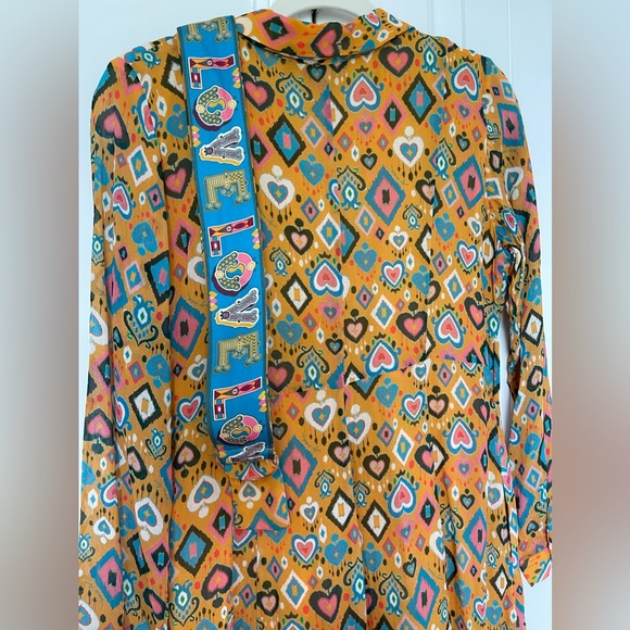 Emily Lovelock • Shirt Dress • 70s Retro Ikat • Maximalist Art Funky Preppy Fun - Picture 13 of 15